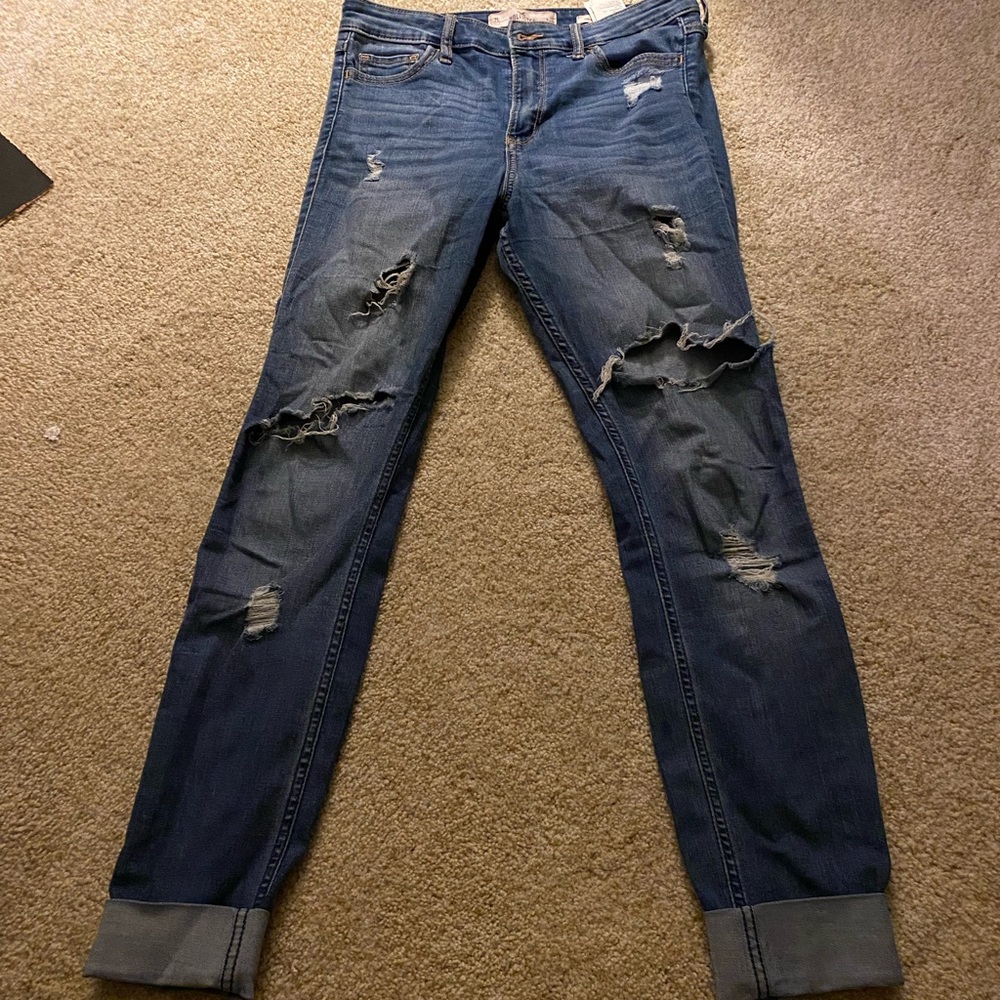Hollister high rise super skinny rip jeans
